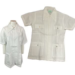1970s NWT Uniform Lab Zip Up Smock Shirt Hospital Work Wear / Men’s Medium *